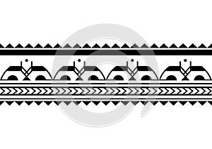 Maori polynesian tattoo bracelet. Tribal sleeve seamless pattern vector. Samoan border tattoo design fore arm or foot.