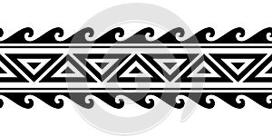 Maori polynesian tattoo bracelet with waves. Tribal sleeve seamless pattern vector.