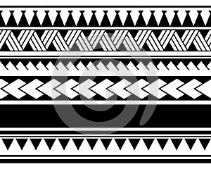 Maori polynesian tattoo sleeve. Tribal bracelet seamless pattern vector. Samoan border tattoo design fore arm or foot. photo