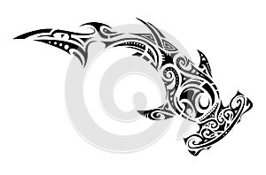 Maori style hammer shark tattoo