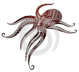 Maori style octopus tattoo