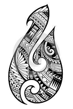 Maori style tattoo. Aboriginal fish hook symbol photo