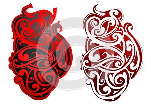 Maori style tattoo as heart shape