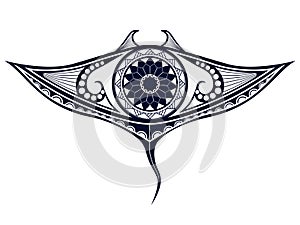 Maori style tattoo pattern in shape of manta ray. Fit for shoulders and upper back.