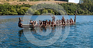 Maori Waka (canoe) on Lake Rotoiti