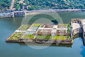 Maota Lake and Gardens of Amber Fort in Jaipur, Rajasthan