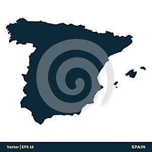 Spain - Europe Countries Map Vector Icon Template Illustration Design. Vector EPS 10.