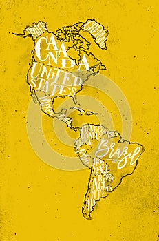 Map Aamerica vintage yellow