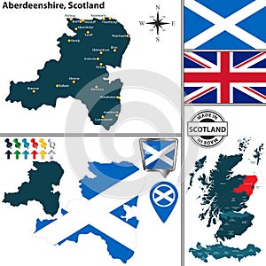 Map of Aberdeenshire, Scotland
