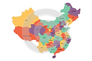 Map of administrative provinces of China. Vector illustration photo
