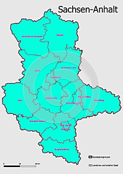 Map Administrative Structure State of Saxony-Anhalt Germany