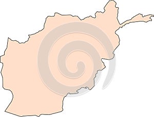 Map of Afganistan with black contour lines