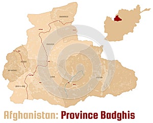 Map of the Afghan Province of Badghis