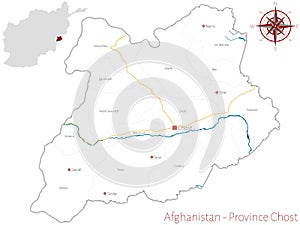 Map of the Afghan Province of Chost