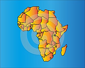 Map of Africa. The African Continent with Separable Borders