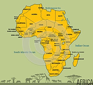 Map of Africa with all countries