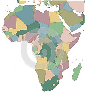 Map of the Africa continent with countries