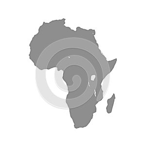 Map of Africa continent in gray on a white background.