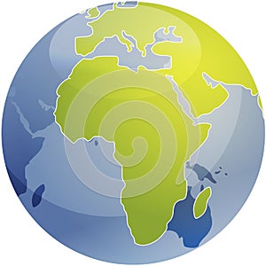 Map of Africa on globe