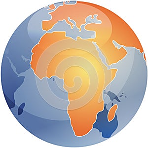 Map of Africa on globe