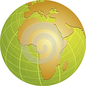 Map of Africa on globe