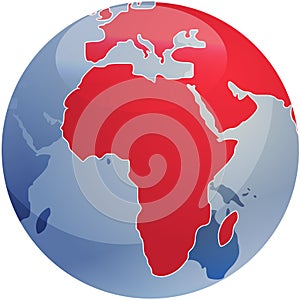 Map of Africa on globe illustration