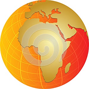 Map of Africa on globe illustration