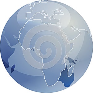 Map of Africa on globe illustration