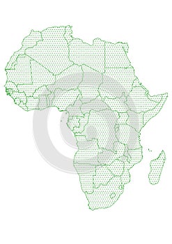 Map Africa with green outline and dotted surface