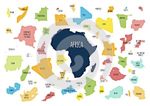 Map of Africa with separated countries