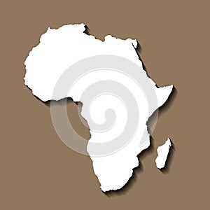 Map of Africa, sign silhouette. World Map Globe. Vector Illustration isolated on color background. African continent