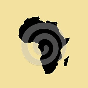 Map of Africa, sign silhouette. World Map Globe. Vector Illustration isolated on color background. African continent