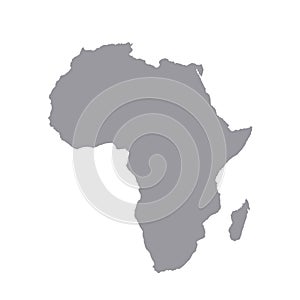 Map of Africa, sign silhouette. World Map Globe. Vector Illustration isolated on white background. African continent