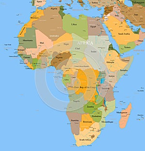 Map Africa - vector - detailed