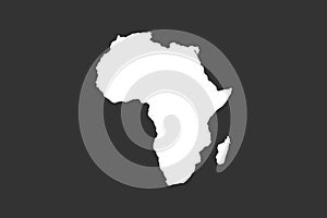 Map of Africa. White map of African continent and Madagascar isolated on dark background. Vector illustration.