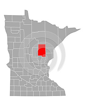 Map of Aitkin in Minnesota