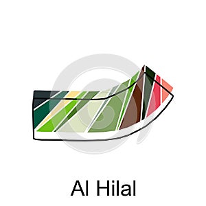 map of Al Hilal, flat vector with high details. Qatar administrative map with international border design template