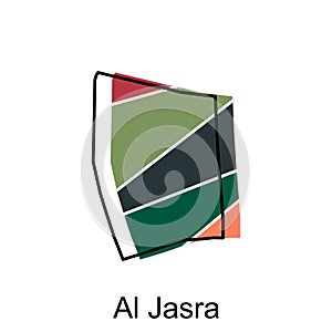 map of Al Jasra, flat vector with high details. Qatar administrative map with international border design template