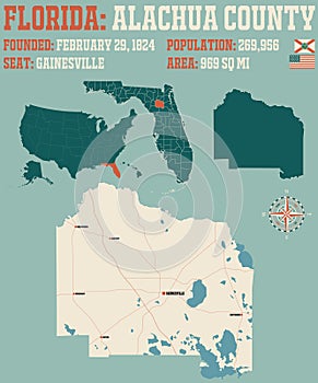 Map of Alachua County in Florida