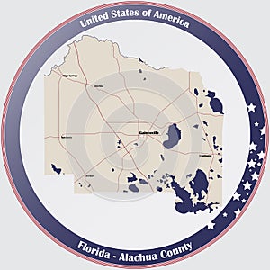 Map of Alachua County in Florida