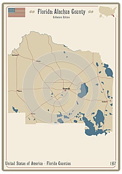 Map of Alachua County in Florida