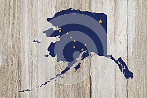 Map of Alaska in the Alaska flag colors
