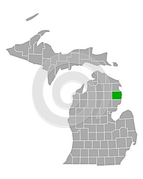 Map of Alcona in Michigan