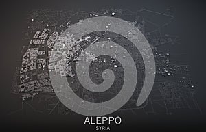 Map of Aleppo, Syria, satellite view