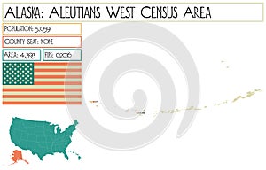 Map of Aleutians West Census Area in Alaska, USA.