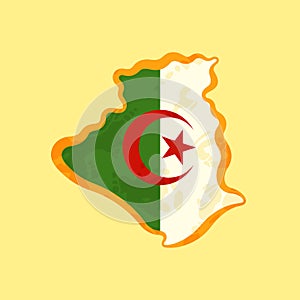 Algeria - Map colored with Algerian flag