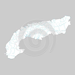 map of Alps with alpine countries borders