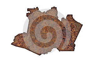 Map of Amazonas on rusty metal