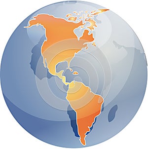 Map of the Americas on globe