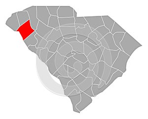 Map of Anderson in South Carolina